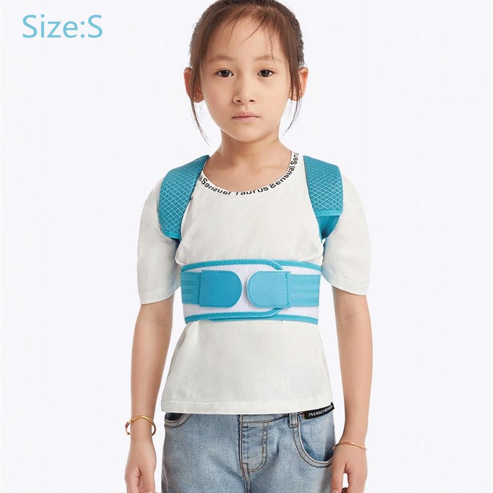 Регулируемый детский корректор осанки, поддерживающий пояс для спины, детский ортопедический корсет для детей, подтяжки для позвоночника, спины, поясницы, плеч, здоровье S синий