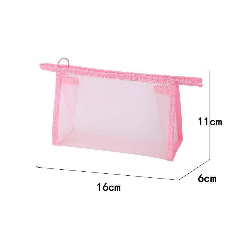 Custom Logo Portable Nylon Mesh Makeup Bag - Small Transparent Cosmetic and Lipstick Storage
