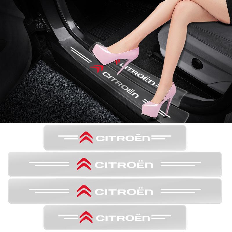 4pcs Car Scratchproof Car Threshold Transparent Sticker For Citroen C1 C2 C3 C4 C5 C5X E-C4 C-Crosser C4 Cactus Elysee C-ZERO
