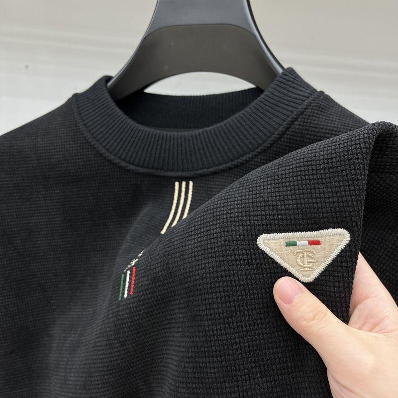 

Мужской пуловер с длинным рукавом и вафельной вязкой, на флисовой подкладке, с круглым вырезом, для осенне-зимней моды L follow weight guideline чёрный