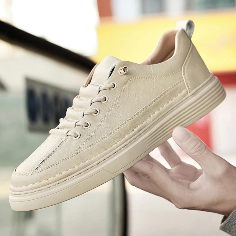 Genuine Leather Mens Casual Shoes New Luxury Handmade Fashion Sneakers Classic Designer Shoes Outdoor Walking Skateboard Shoes