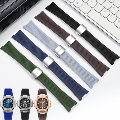 For Patek Philippe Nautilus Watch Strap 5711/5712/5726 Special Concave Interface Waterproof Silicone Watch Accessories 25x13mm