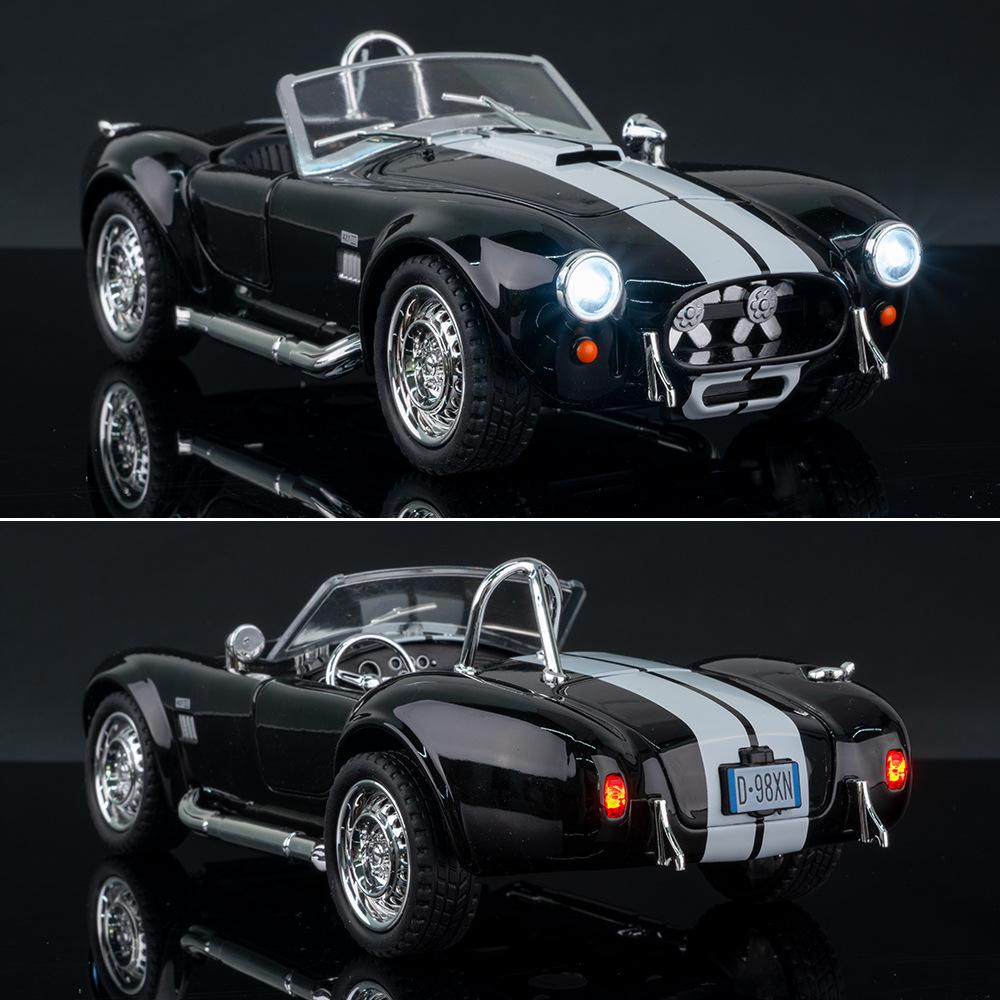 1/22 Ford Shelby Cobra 427 S/C Alloy Car Model Sound and Light Pull Back Children's Toy Collectibles Birthday Gift