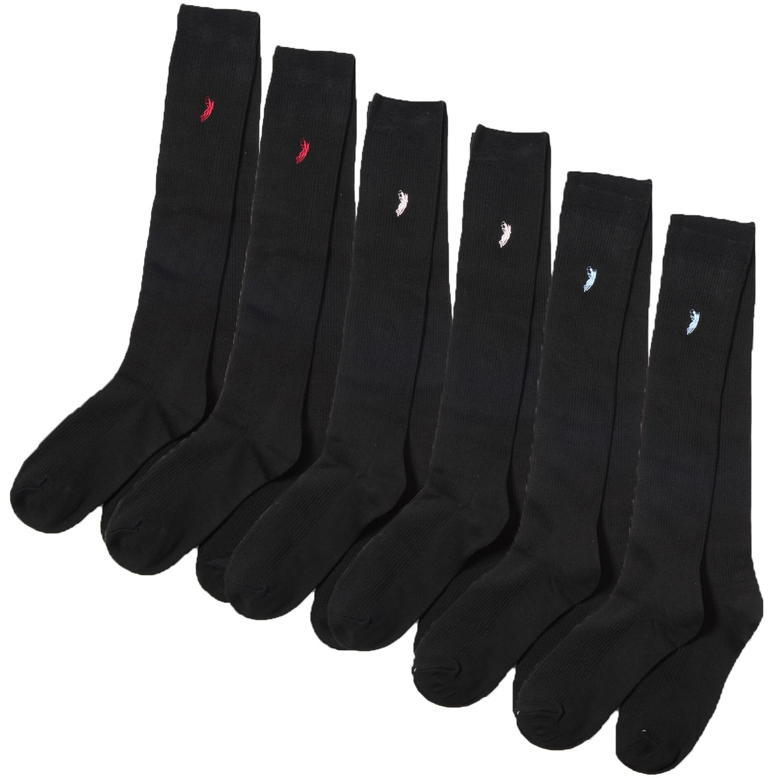

POLO High 3 6 пар School One Point Stylish [ЗАПАДНЫЙ ТЕХАС] Носки, Носки, Пары, Комплект, Женские, Черные, Носки, Вышивка, Милые, (Черный, 6)