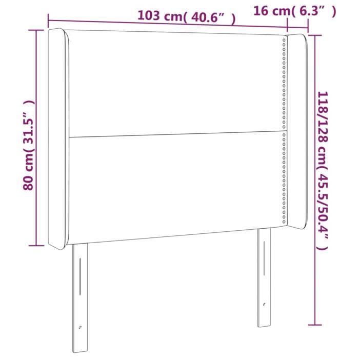 VidaXL Headboard with Ears Black 103x16x118-128 Cm Fabric3119432