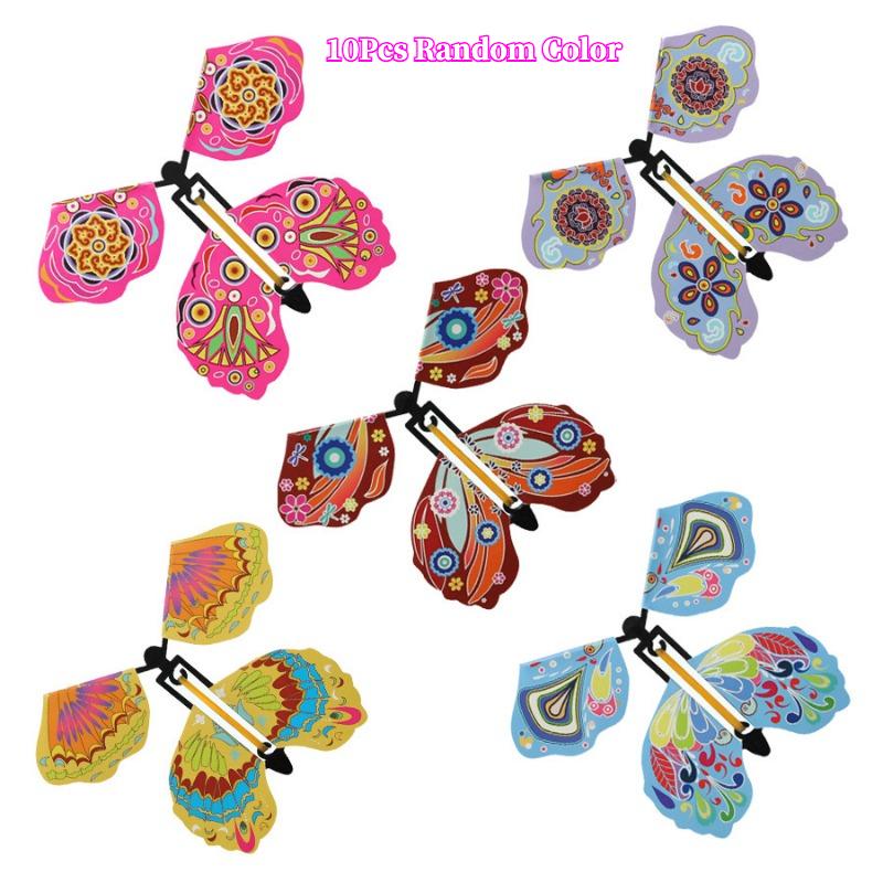 10Pcs Magic Flying Butterfly Fairy Flying Toys Wind Up Butterfly Toys Great Surprise Party Great Surprise Gift Magic Tricks