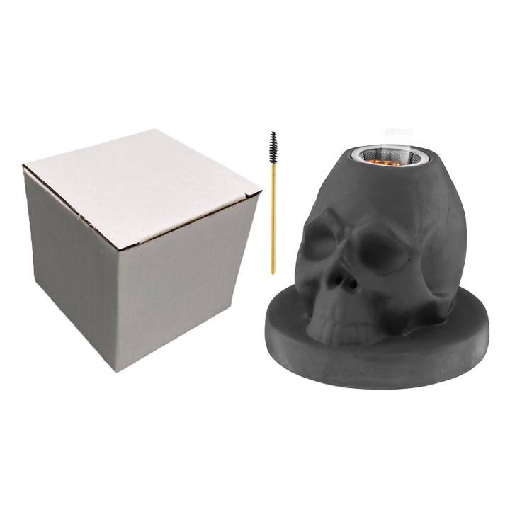 Cocktail Smoker Kit with 4 Flavors Wood Chips -Ceramics Bourbon Whiskey Skull-Shaped Old Fashioned Smoker Infuser for Bar Tools