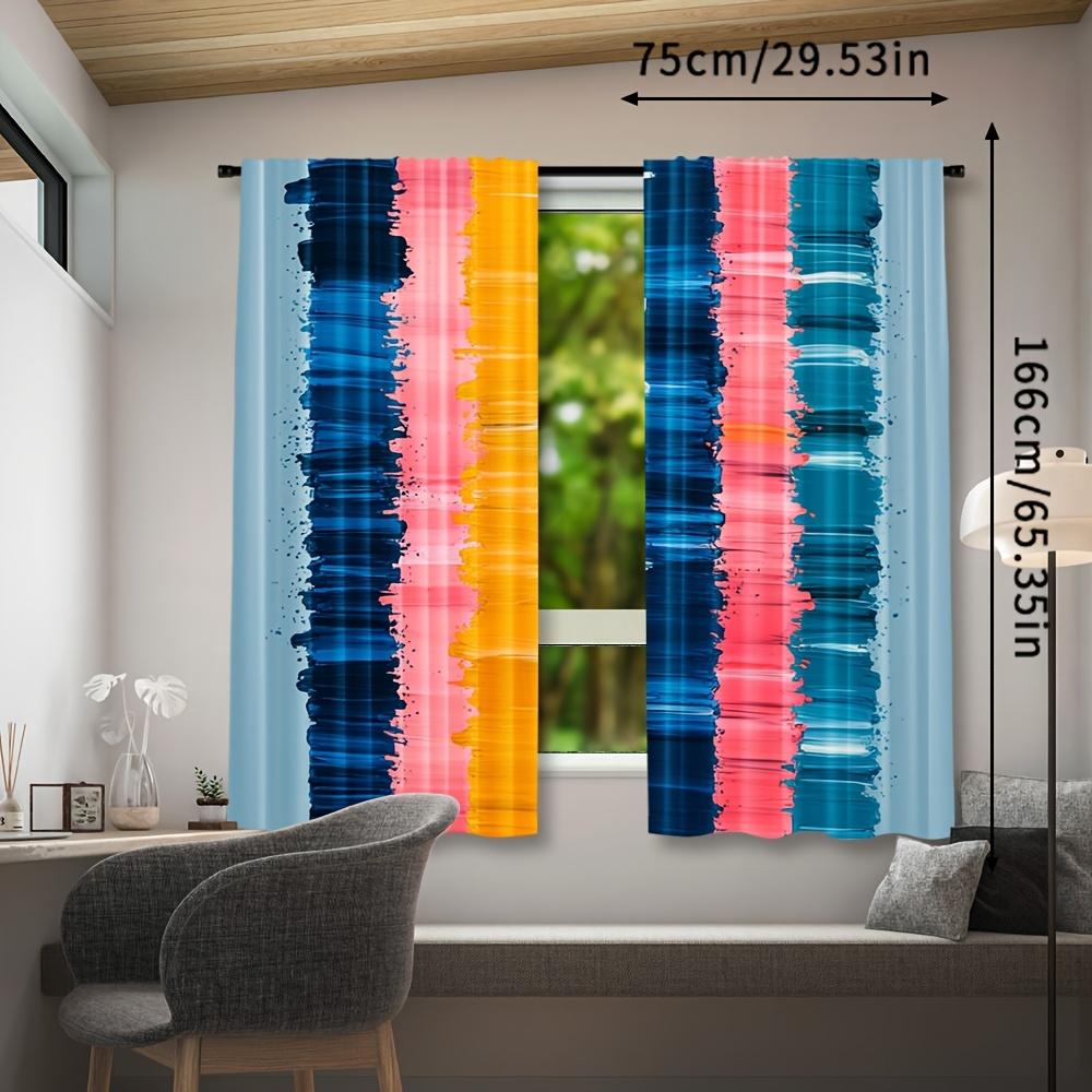 Set Of 2 Contemporary Curtains Fashion Oil Painting Design Semi Polyester Pongee Woven Decorat Curtain Sheer Made With Rod Pocket Machine Washable