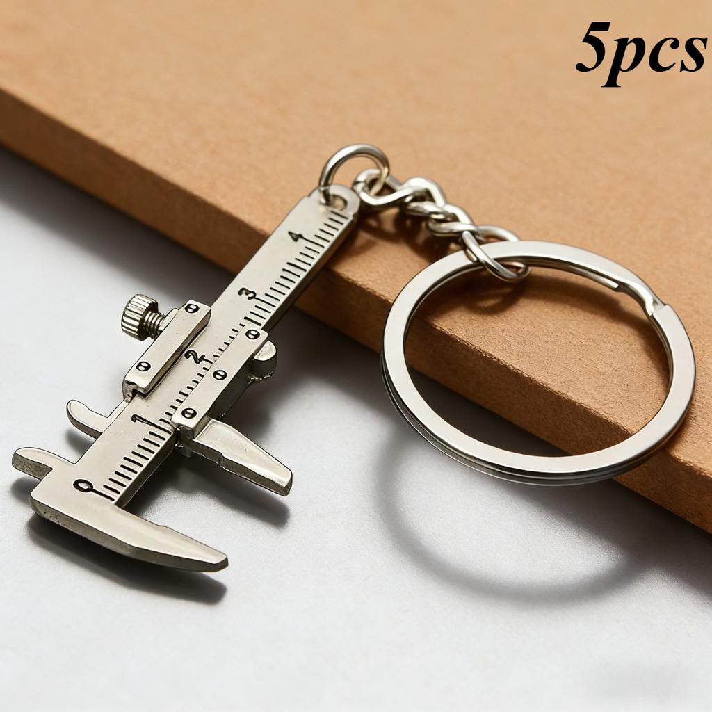 5-Pack Mini Vernier Calipers Keychains 0-40mm Metal Portable Measuring Tools for Car Turbo Keys