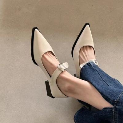 Summer Fashion New Sexy Banquet Comfortable Pointed Toe Buckle Sandals Women's Solid Color High Heels Zapatos Mujer