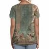 Women's Fashion Casual Printed Square Neck Short Sleeve Large Size T-Shirt Top