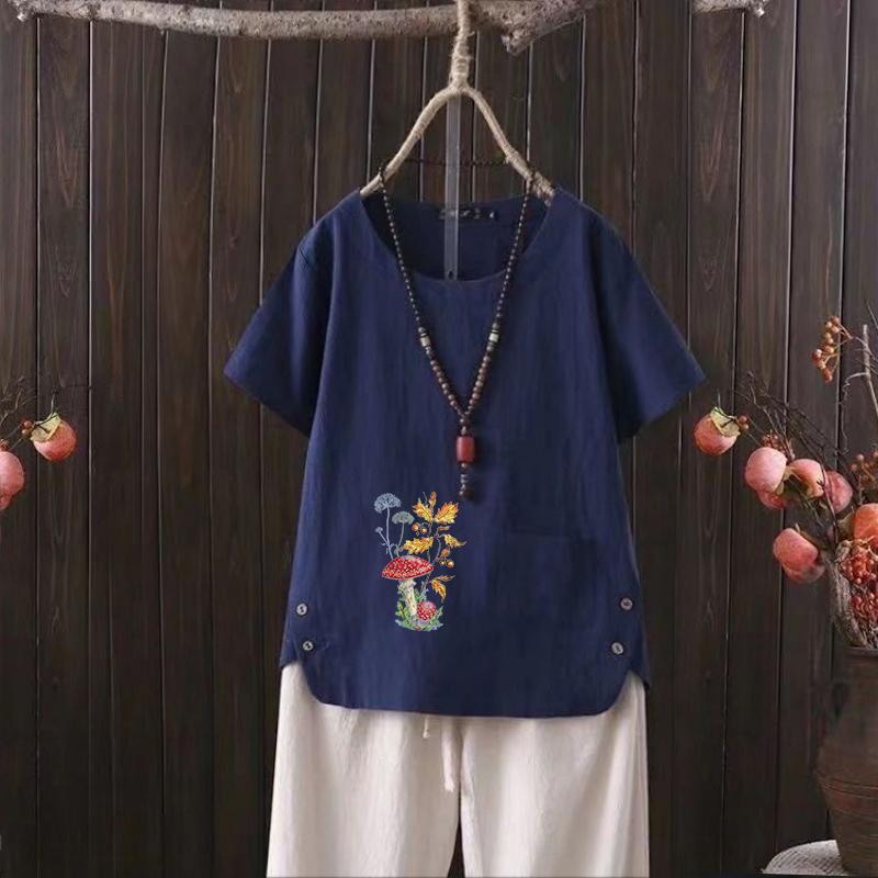 Women's Summer Bestseller, Stylish Daily Free Graphic Tee, Vintage Linen Crew Neck Shirt, Short-sleeved Shirt, Top S-4xl