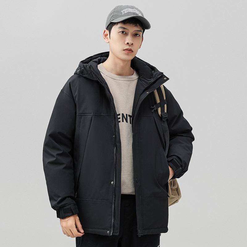 

Down men s frock down coat winter new sports white duck down thickened windproof outdoor loose hooded coat M
