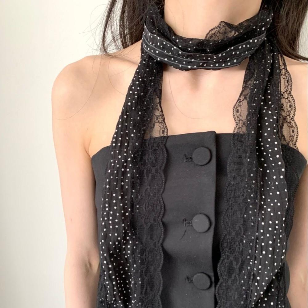 Polka Dot Long Slim Neckerchief Long Slim Spring Summer Scarf Fashion Lace Scarf Women