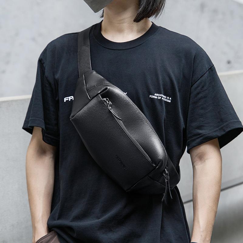 Chest Bag Male Crossbody Bag Fashion Sports Small Backpack Leather Head Layer Cowhide Single Shoulder Oblique Backpack