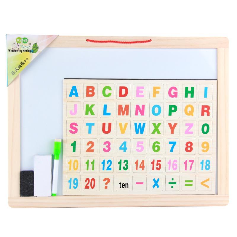 Kids' Double-Sided Magnetic Liftable Wooden Easel - Colorful Art & Drawing Toy