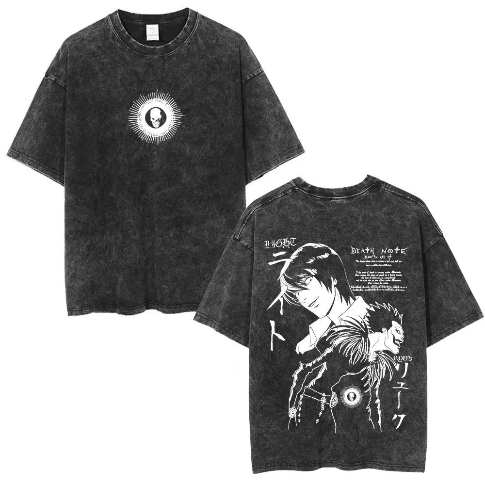 Death Note Ryuk Yagami Light Vintage Washed T Shirt Oversized Women Men Cotton Tshirt Fashion Short Sleeve Tshirts Streetwear