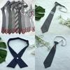 Gray Horizontal Stripe Tie Neck Flower Adults School Casual Attire Decoration