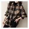 Navava Women Shirring Sleeve Long Sleeve Check Shirt Nb1760