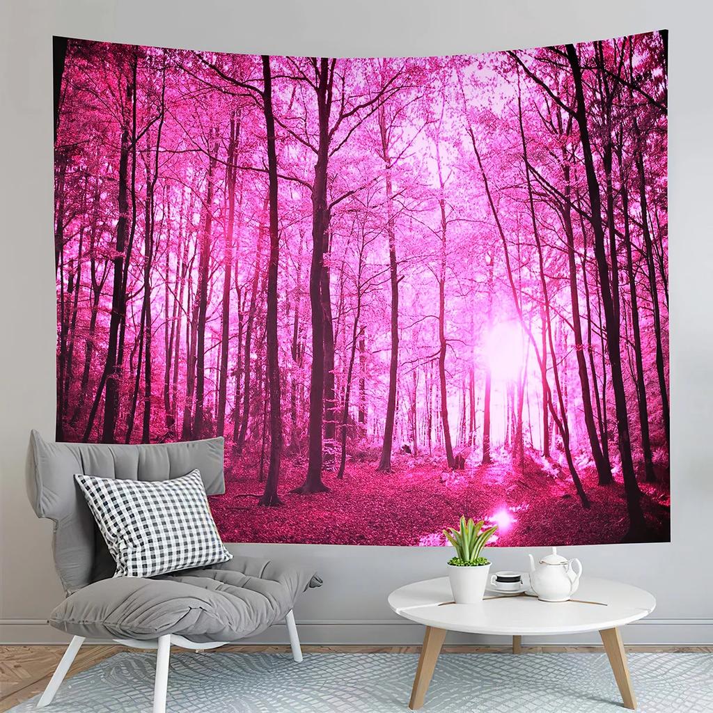 Nature Forest Tapestry Woodland Stream Tapestry Green Fresh Sunshine Tapestry Aesthetic Home Tapestries for Living Room Bedroom