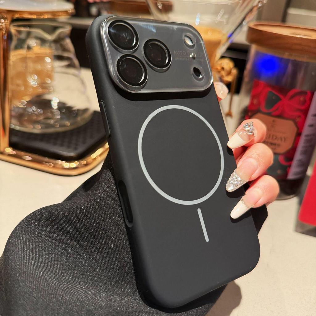 iPhone 17 Magnetic Silicone Window Case with Apple 16 Lens Film, Solid Color Protective Cover