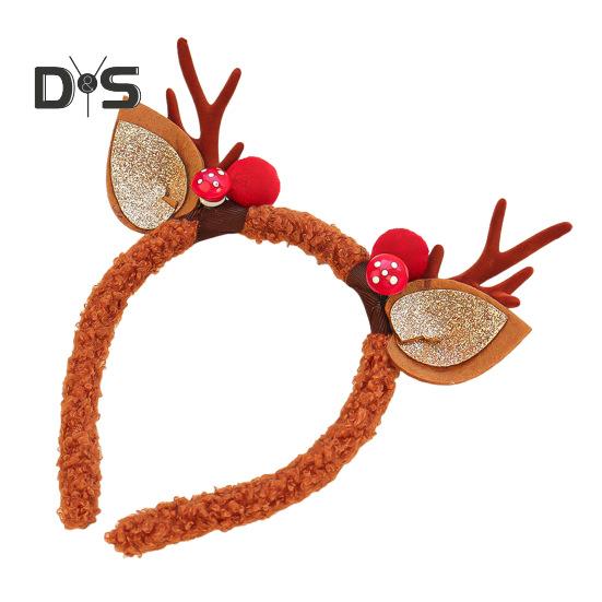

Рождественская повязка на голову в виде рогов оленя, декор в виде листьев с блестками, противоскользящая, подходит для всех возрастов, рождественские аксессуары для волос, украшения для праздничных вечеринок, праздничный костюм D