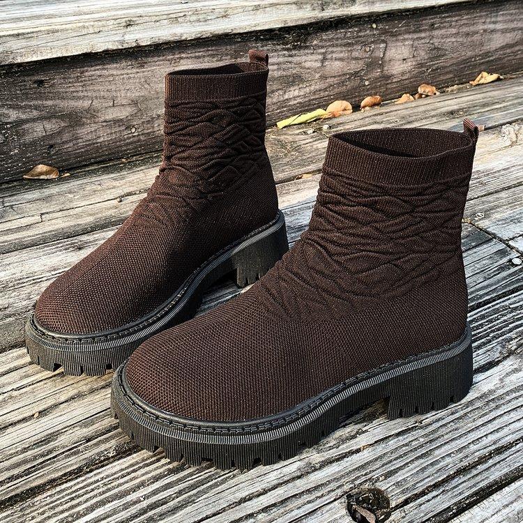 Large Size Fly-woven Casual Snow Boots for Women's Autumn and Winter New Sleeve Lightweight Casual Martin Boots for Women