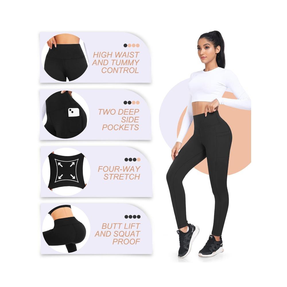 **Leggings da Donna a Vita Alta Foderati in Pile Pantaloni Yoga Tasche Caldi Autunno Inverno Sport**
