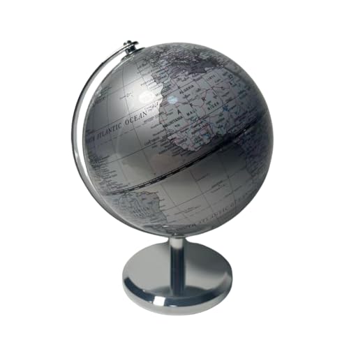 MaT store Globe, Stylish Interior Decor, Antique World Map, Geography Object, Model (Silver)