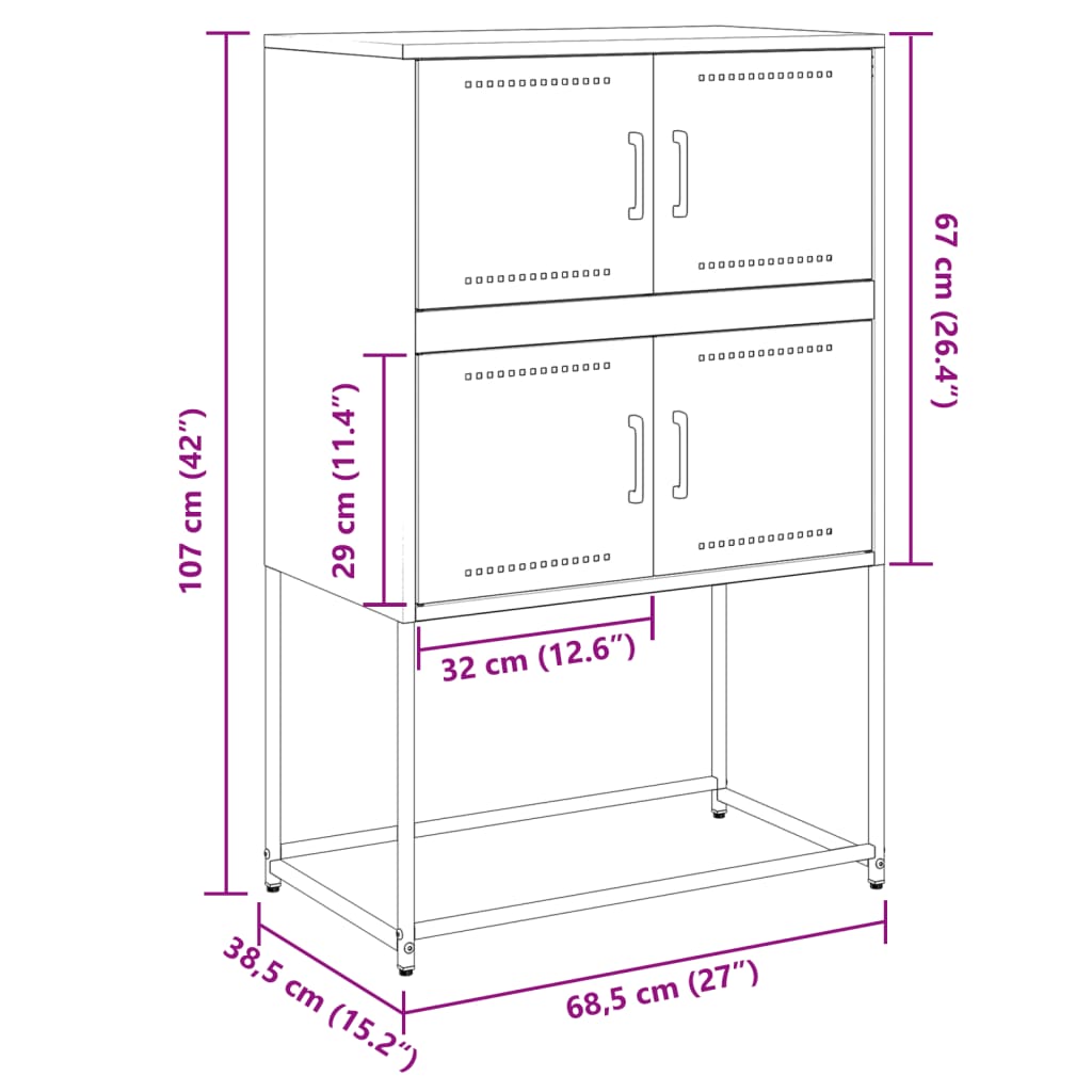 Sideboard Anthracite 68.5 x 38.5 x 107 cm Steel