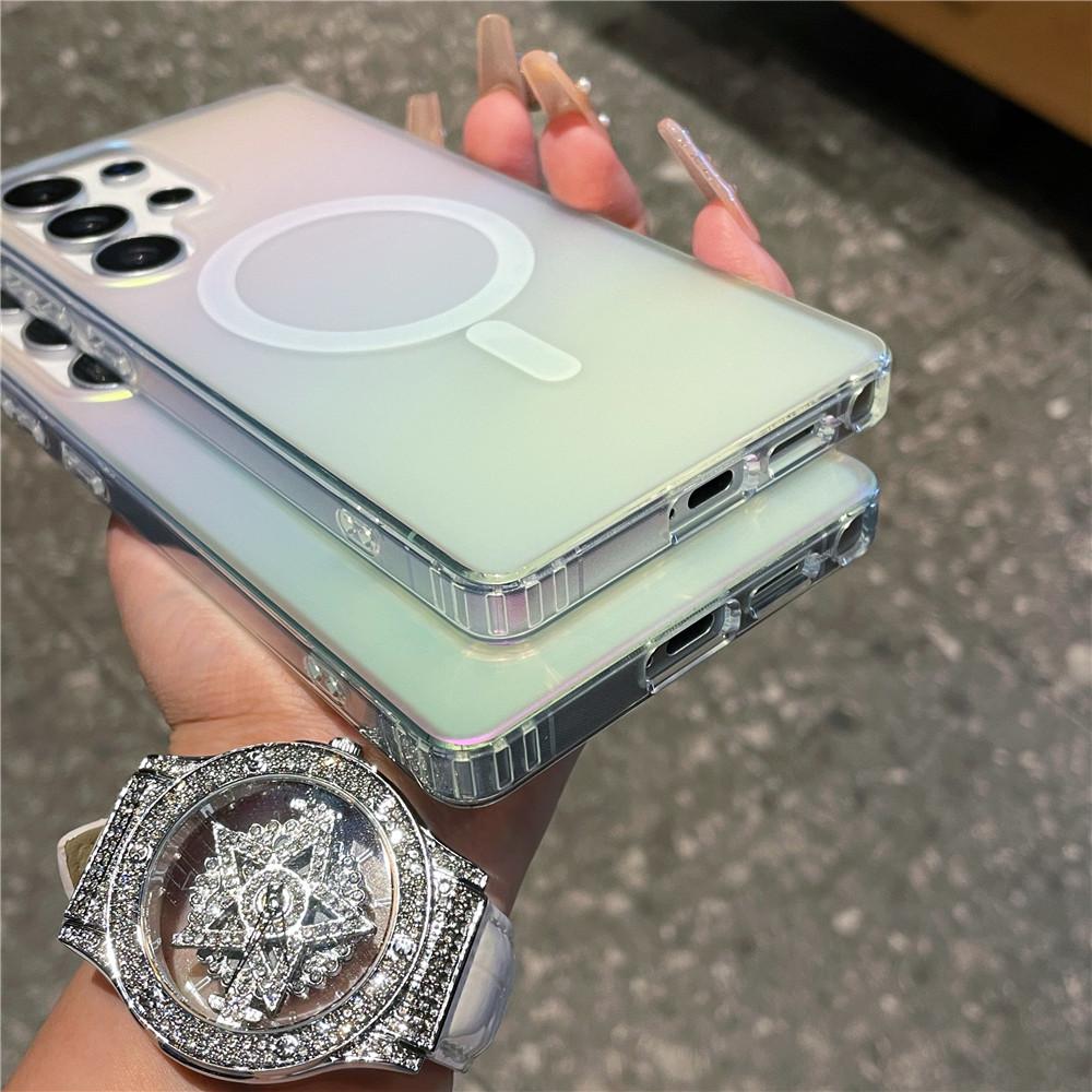 Suitable for Samsung Galaxys25ultra Magnetic Suction Mobile Phone Case Matte S24 Gradient S25plus Color Plated Anti Fall Shell
