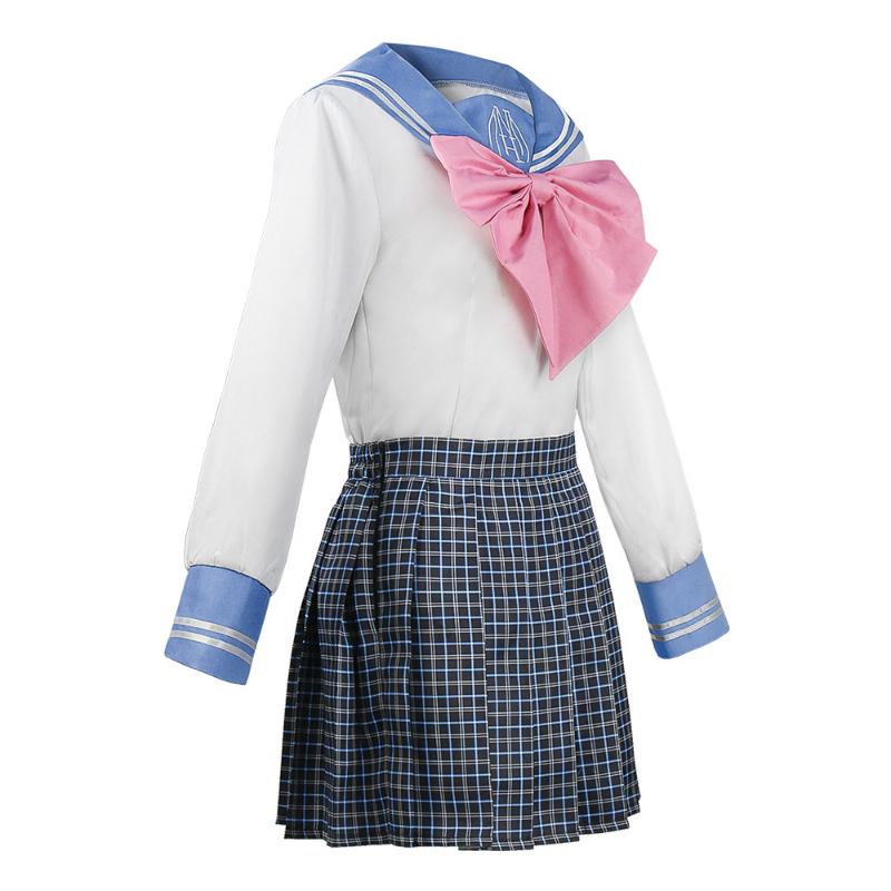 Anime Danganronpa Maizono Sayaka Cosplay Costume School Uniform Cyan Wig Shirt Skirt Socks Outfits Halloween Carnival Clothing