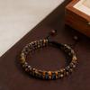 Retro Tiger Eye Stone Bracelet Adjustable Double Row Woven Bracelet  Jewelry