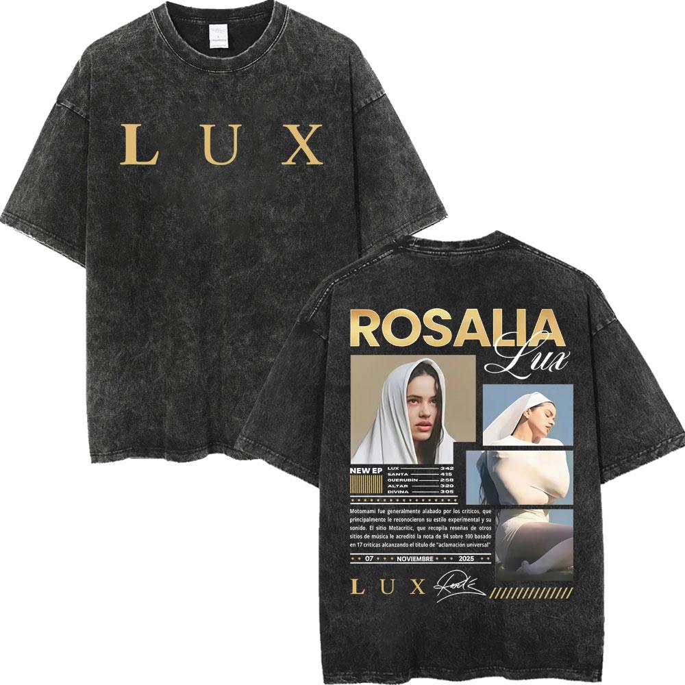 Rosalia LUX Tour Koszulki z Nadrukiem Męskie Damskie Moda Estetyka Vintage Spierana Koszulka Bawełna Wysokiej Jakości Oversize Koszulki