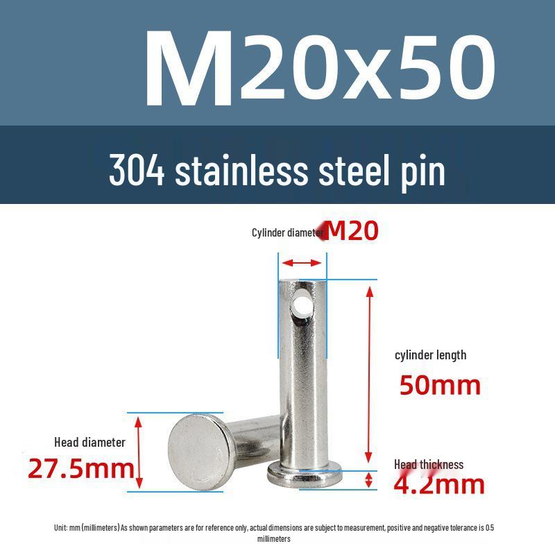 304 Stainless Steel Cylindrical Flat Head Positioning Pin with Hole (M3-M10)