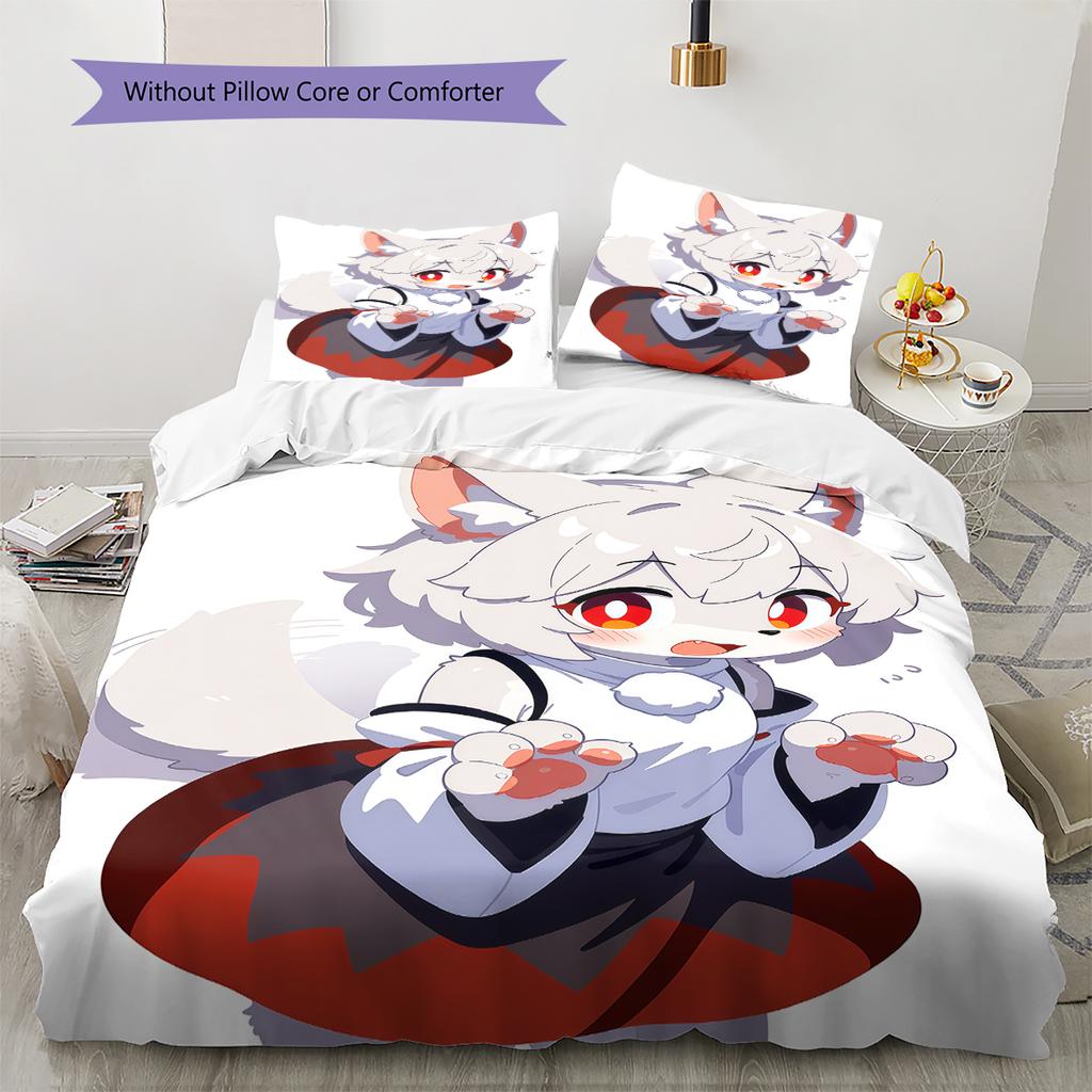 Anime Pattern Bedding Quilt Set Quilt Cover Pillowcase Home Decoration Birthday Gift (1 * Duvet Cover + 2 * Pillowcase, Without Core)