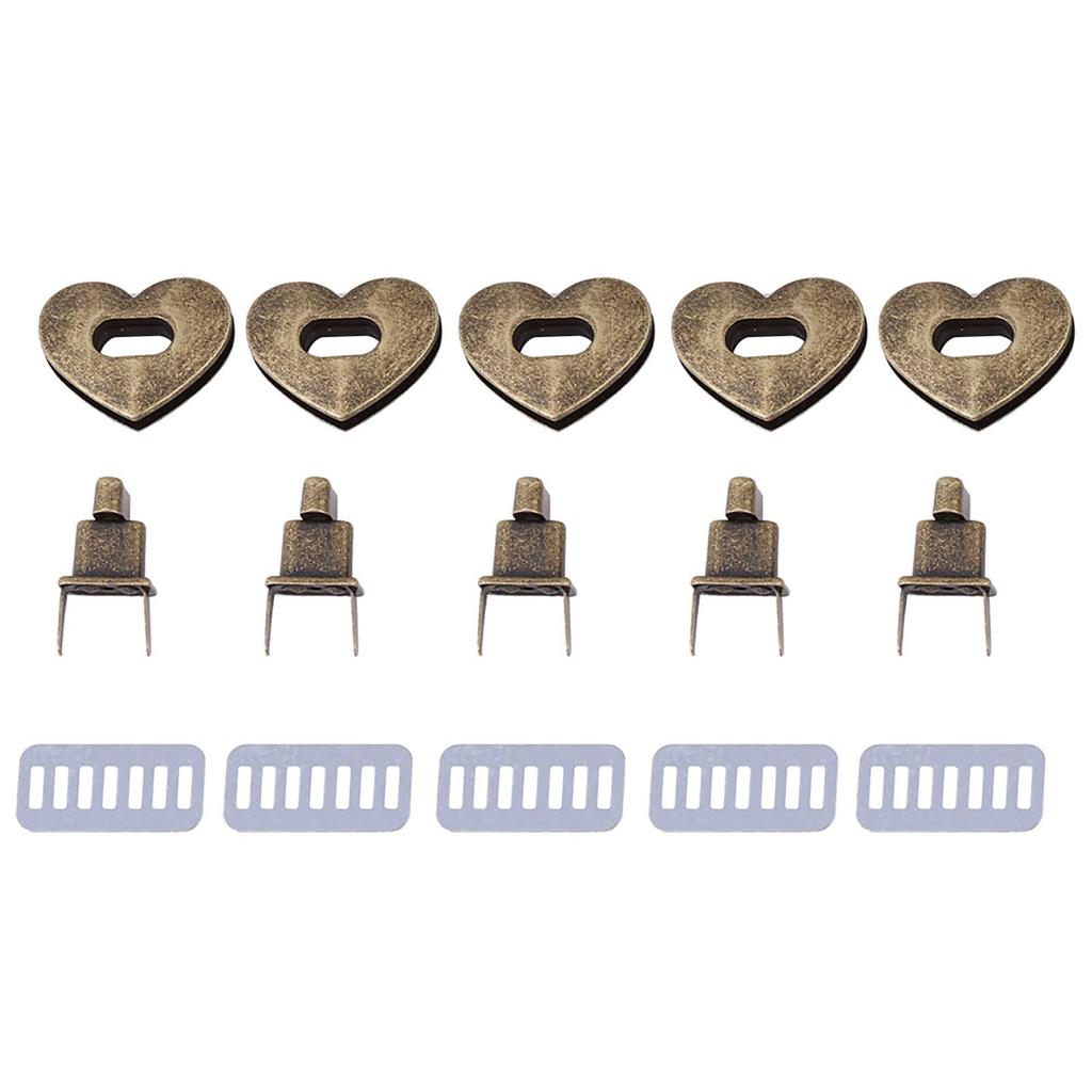 5sets Heart Shaped Metal Clasp Turn Lock Lock HardwareHandbag Bag Accessory (Silver)