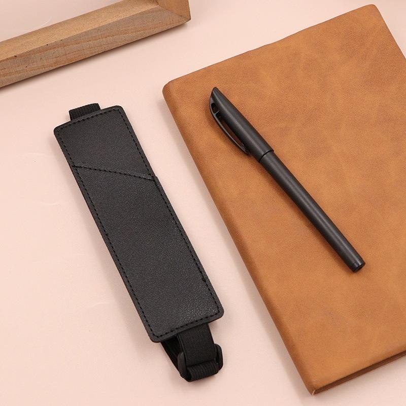 

PU Leather Pen Case - Elastic Buckle Organizer for Notebooks & Stationery, Fashion School&Office Meeting Supply,Easy Carry Pouch чёрный