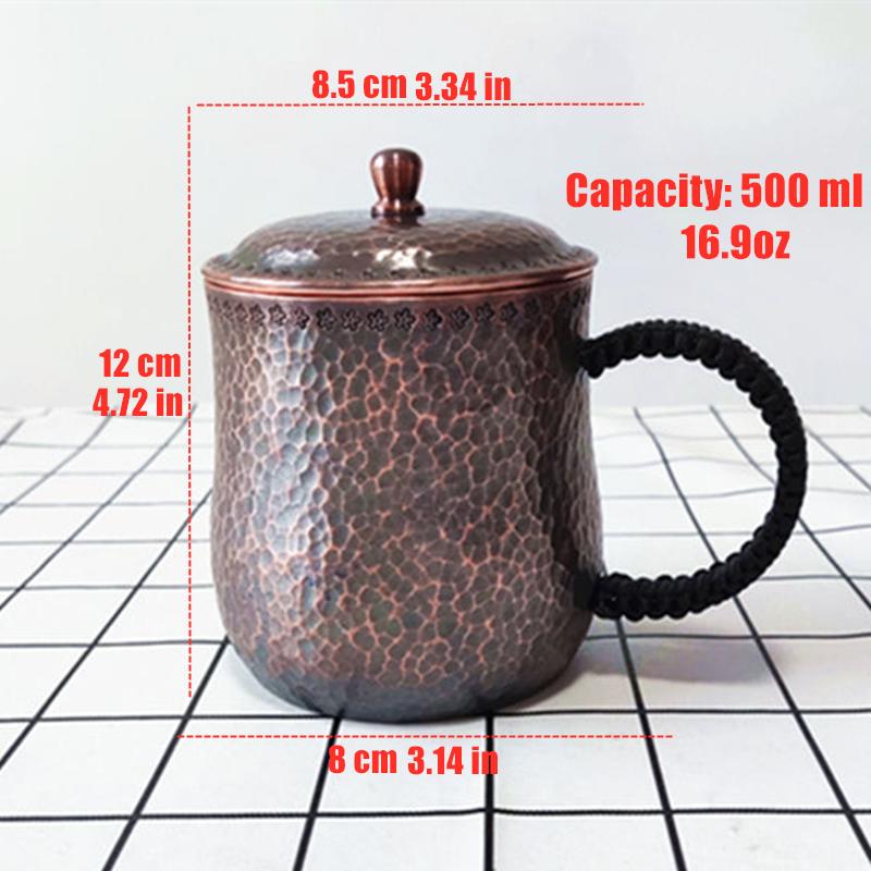 

Handcrafted Pure Copper Beer Coffee Cup, Milk Mug, Retro Weave Handle, Thickened 500 ml Water Drinking Cups, Couple Gifts 500ml 16.9z чорний