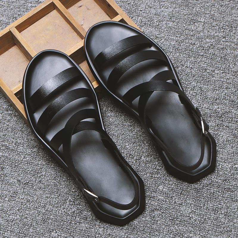 2026 Sommerurlaub Schuhe Herren Sandalen Rutschfest Bequem Marke Herren Sommer Flach Strand Schuhe Schwarz