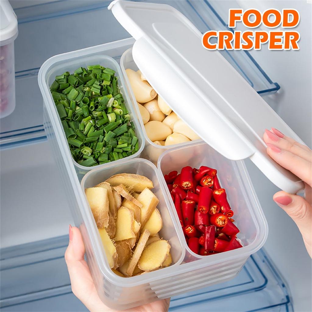 Divided Serving Tray With Lid With 4 Compartments Charcuterie Container Fridge Organizer For Control Container Meal Prep