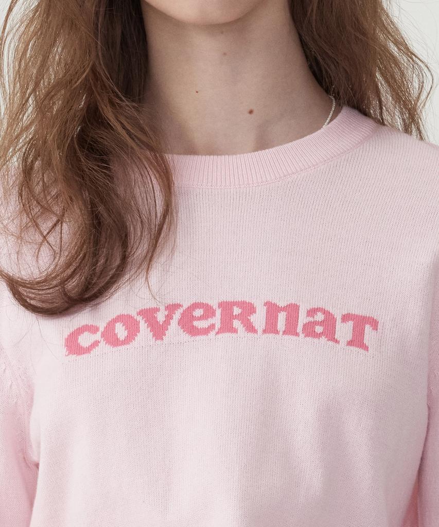 COVERNAT WOMAN Cooper Logo Round Neck Knit Light Pink