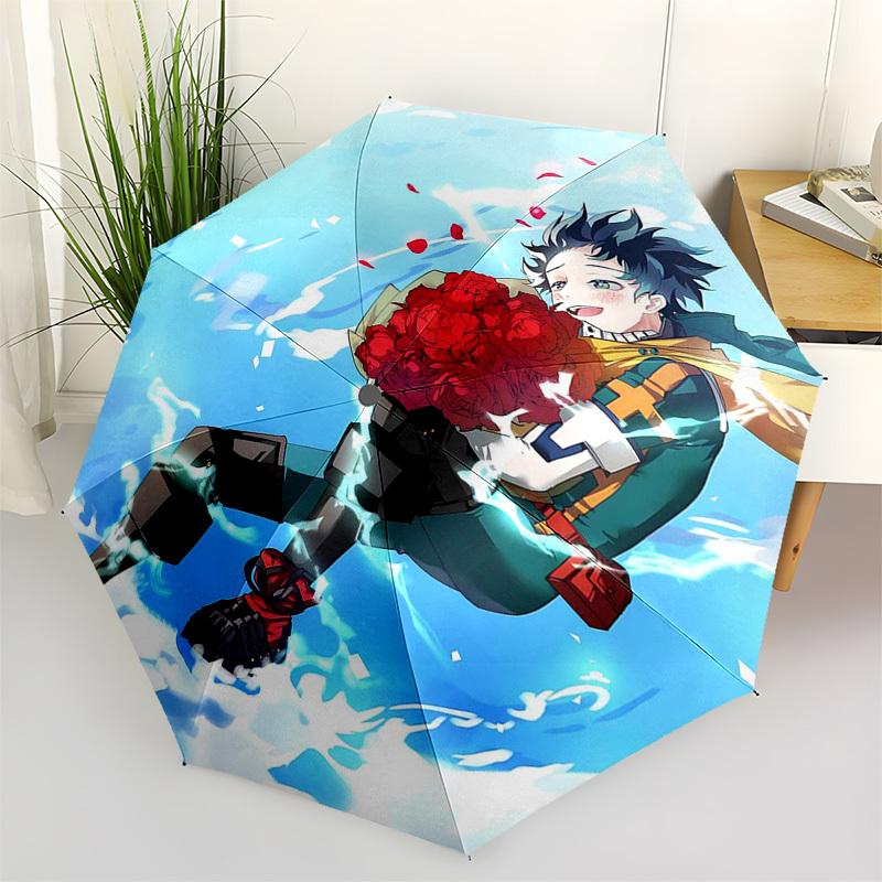 

1pc My Hero Academia Izuku Midoriya Theme Outdoor Umbrella - Automatic Opening/Closing, Portable 3-Fold Design with 8-Rib Iron Frame - Perfect Gift fo
