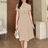 Women Casual V-Neck Summer Short Sleeve Dress