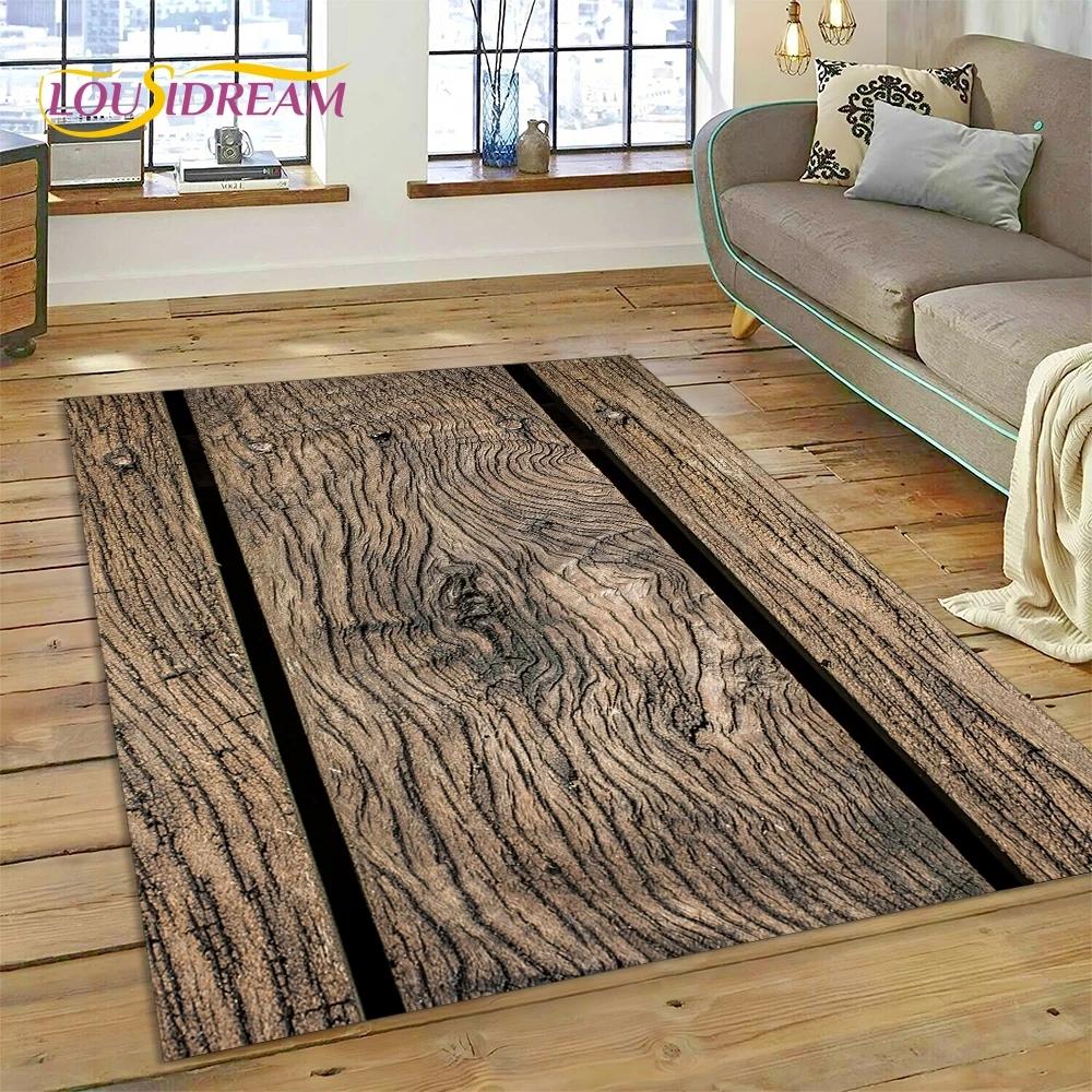 Color 3D Wood Grain Lines Rug Carpet for Living Room Bedroom Home Decor,Floor Mat Non-slip Decoration for Sofa Doormat Kid Gift