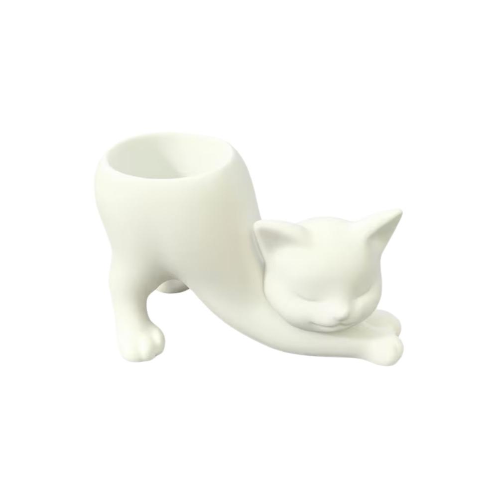 Standing Cat-Shaped Cat Plant Pot 3D Printed Flowerpot Desktop Decoration Gardening Gift белый