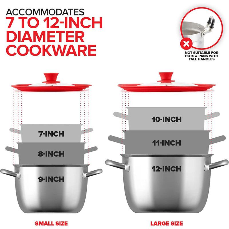 Universal Pan Lids Large Silicone Pot Lids for Pots Pans & Skillets  Fits 16cm To 32cm Cookware Frying Pan Lid