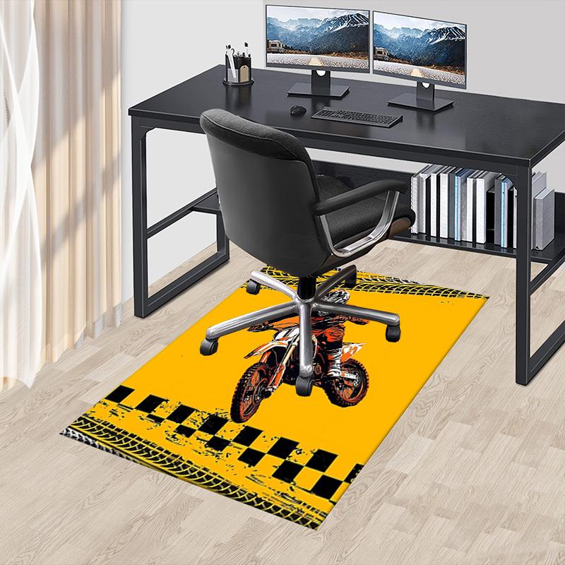1PC Motocross Dirtbike Non-Slip Floor Carpet Compatible for Office&Living Room&Bedroom&Dining room - Flat-Weave Machine-W304