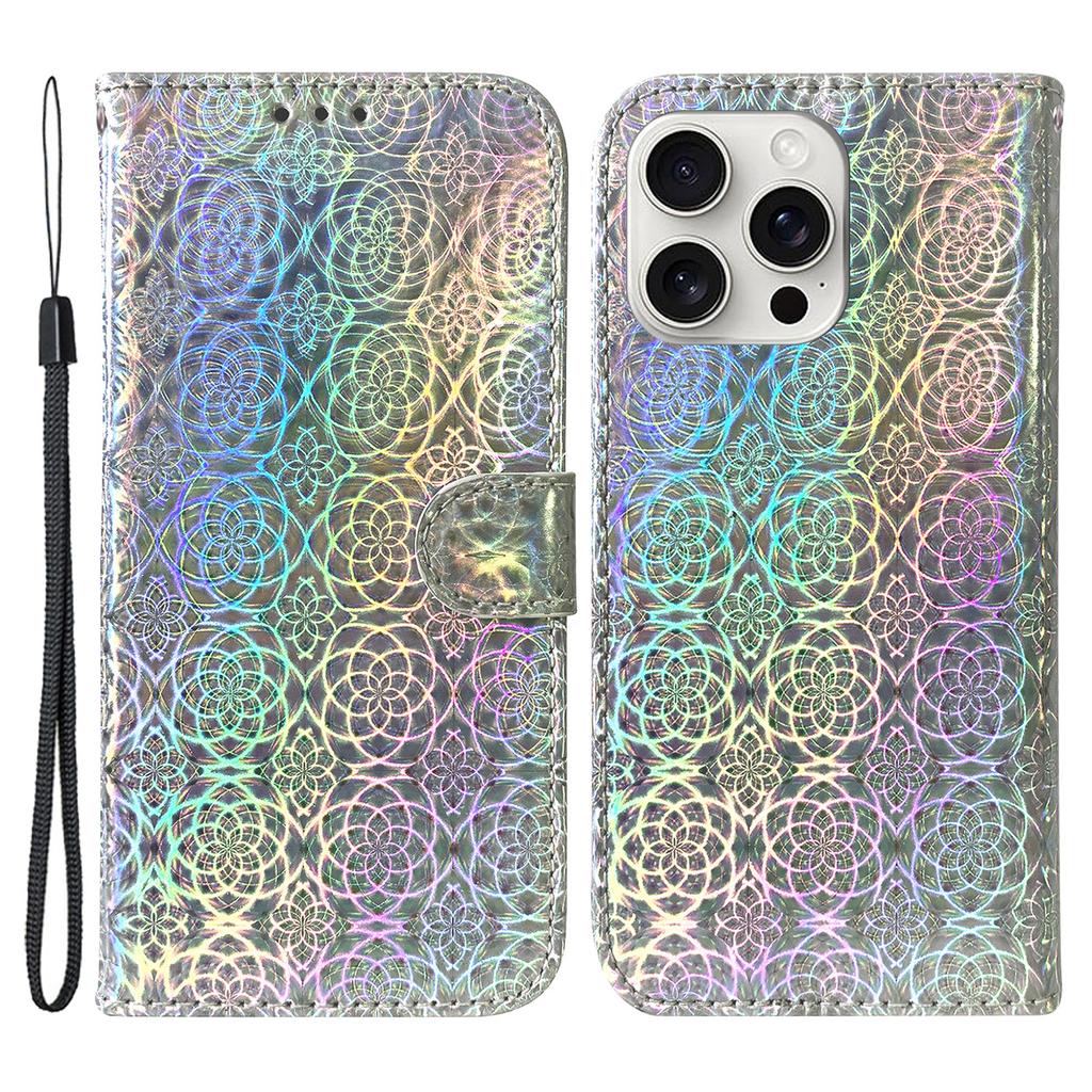 For iPhone 16 Pro Max Case Dazzling Flower Anti-Drop Leather Phone Cover