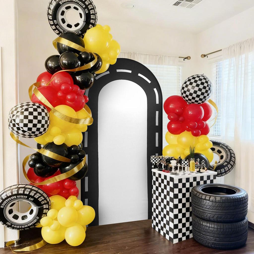 3.28ftx6.56ft Race Car Theme Party Racing Track ArchBackdrop Cover Arches Stand Stretchy Fabric Covers for party decorations